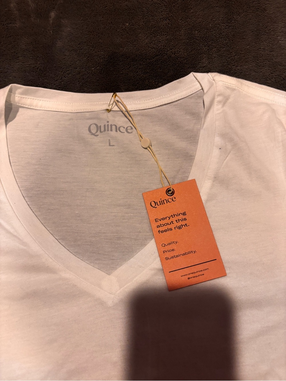 Quince White V-Neck Short Sleeve Tee - Picture 2 of 2